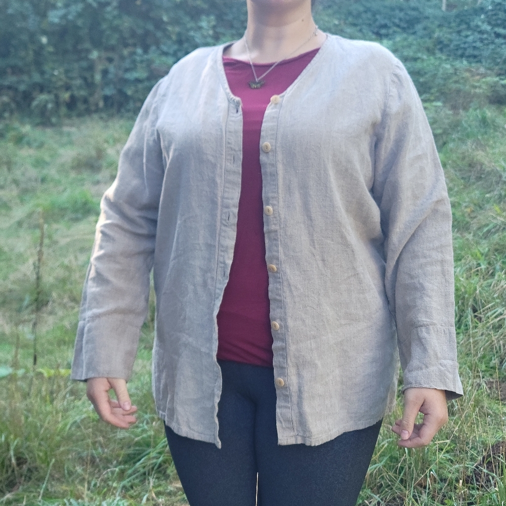 FLAX Womens Button-Down Blouse - Picture 2 of 6